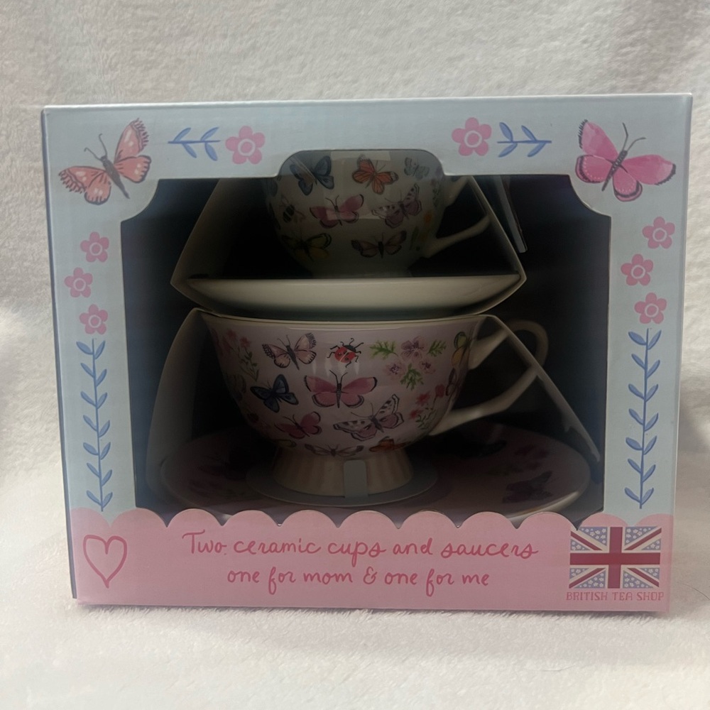 Butterfly Teacup & Saucer Set – Mommy and Me | 2-Piece Tea Gift Set New in Box